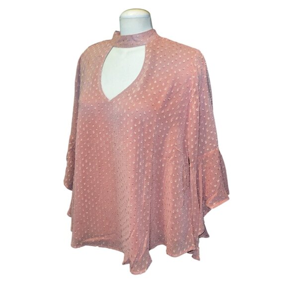 Band of the Free NWT Open Bow Back Swiss Dots Long Sleeve Boho Blouse Sz M Pink - Picture 7 of 11